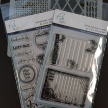 Load image into Gallery viewer, PipART  Set of 2  Handmade/ATC -A6 Stamps &amp; Stencil 7&quot; x 7&quot; Mylar Stencil - PS0014
