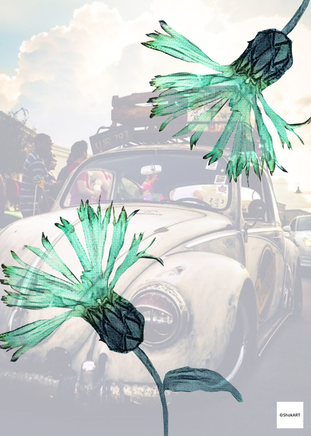 A5 Sheet - Digital Download - Vintage Car Flowers