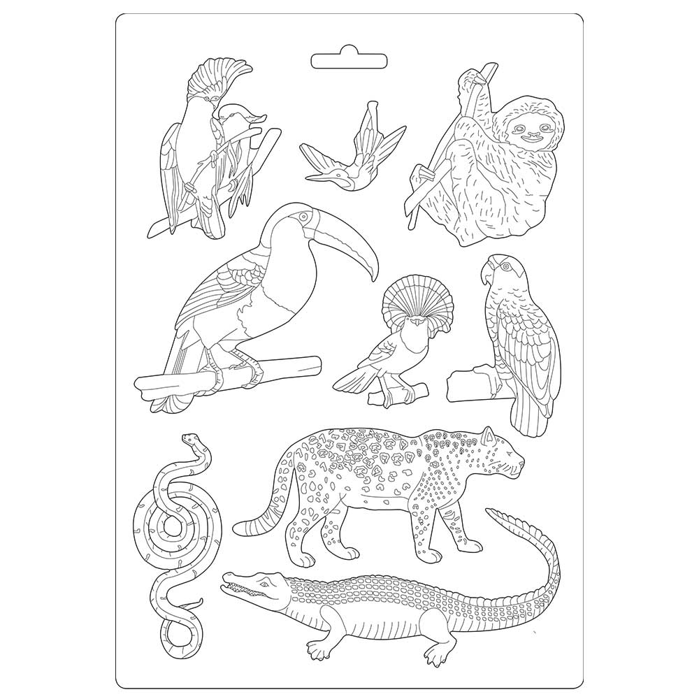 Stamperia A4 Moulds - Amazonia Animals- K3PTA491