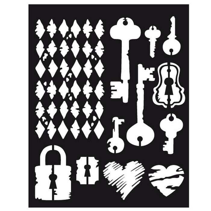 Stamperia Stencil - Thick Stencil -20x25cm - Lock & Keys- KSTD020