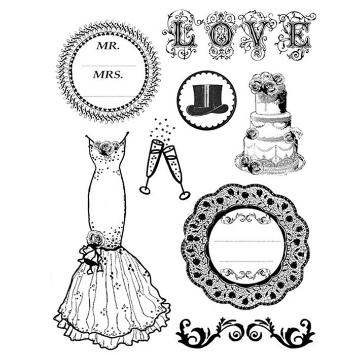 Stamperia Natural Rubber Stamps 14 by 18cm - Wedding WTKCC22