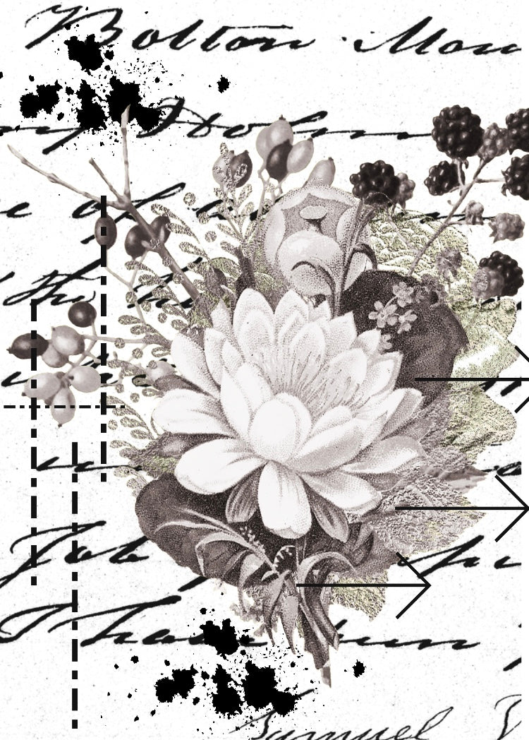 A5 Mixed Media Flower Script Stamp  - Digital Download