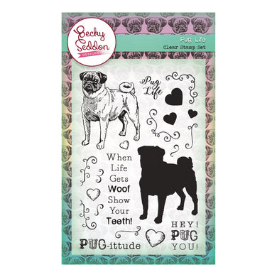 Becky Seddon Designs 'Pug Life' A6 Clear Stamp Set - DaliART