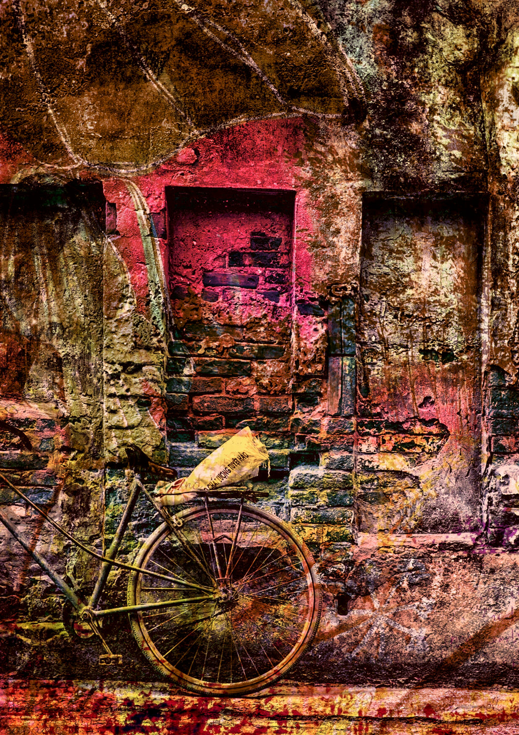 A4  Rustic Pink Bicycle - Digital Download