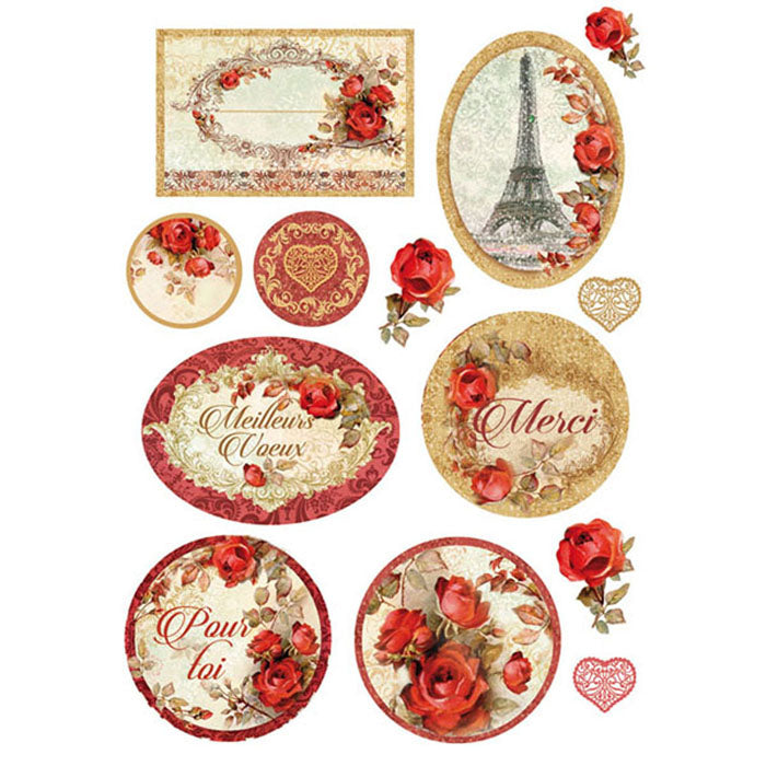 Stamperia A4 Decoupage Rice Paper - Paris Roses- DFSA4137