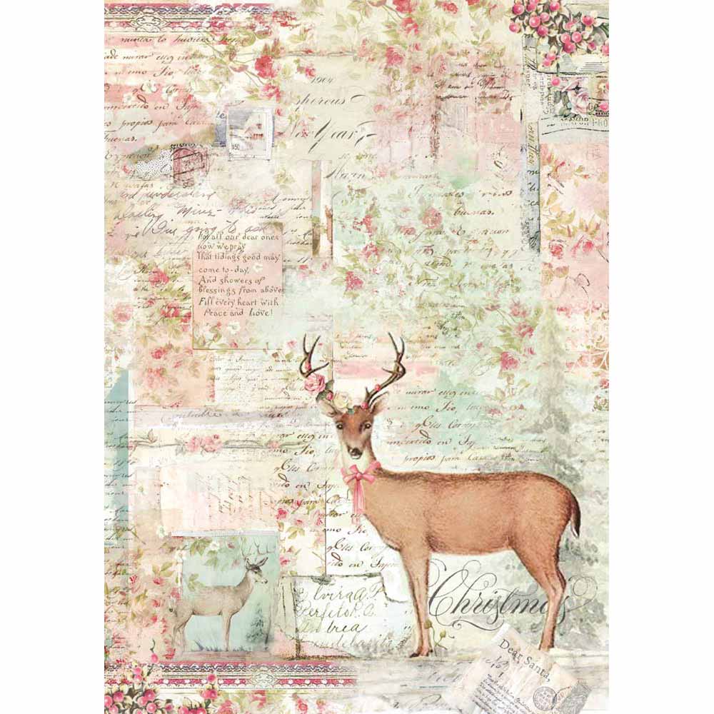 NEW Stamperia A4 Decoupage Rice Paper - Christmas Reindeer DFSA4319 - DaliART