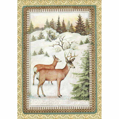 NEW Stamperia A4 Decoupage Rice Paper - Winter Botanic Reindeer DFSA4328 - DaliART