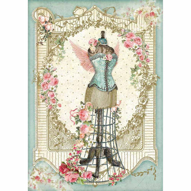 NEW Stamperia A4 Decoupage Rice Paper - Mannequin with Flowers DFSA4343 - DaliART
