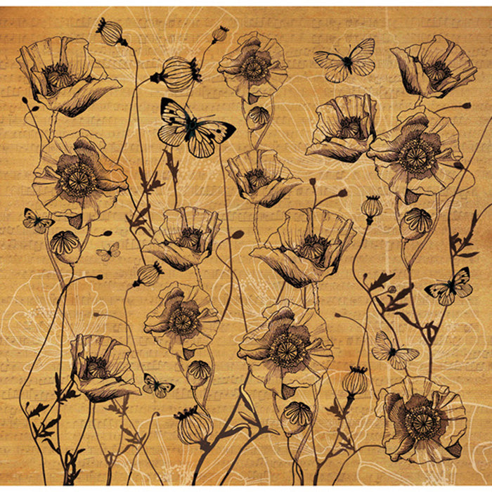 Stamperia 50 x 50cm Decoupage Rice Paper Texture Poppy DFT268
