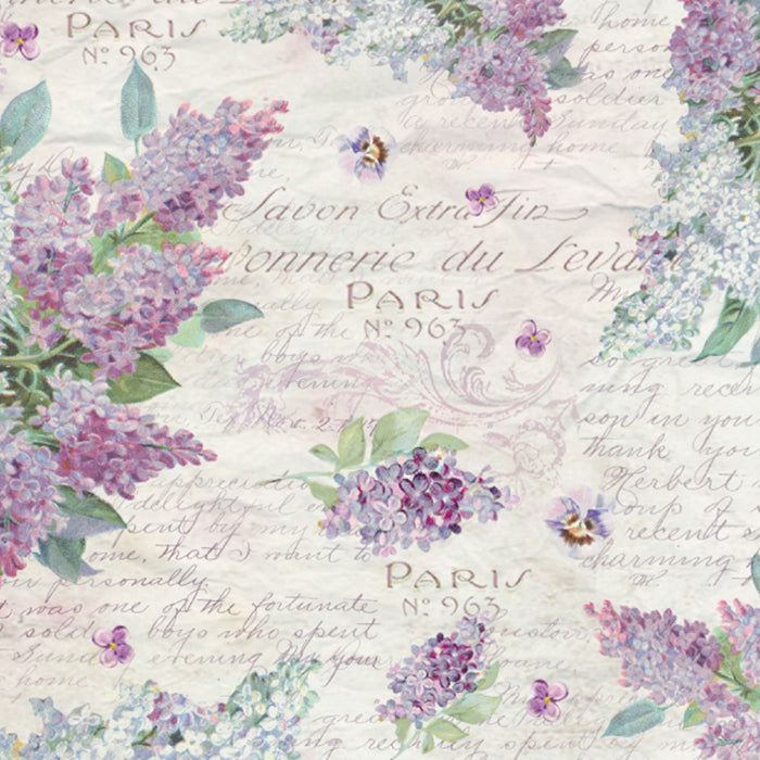 Stamperia 50 x 50cm Decoupage- Lilac Flowers - DFT295