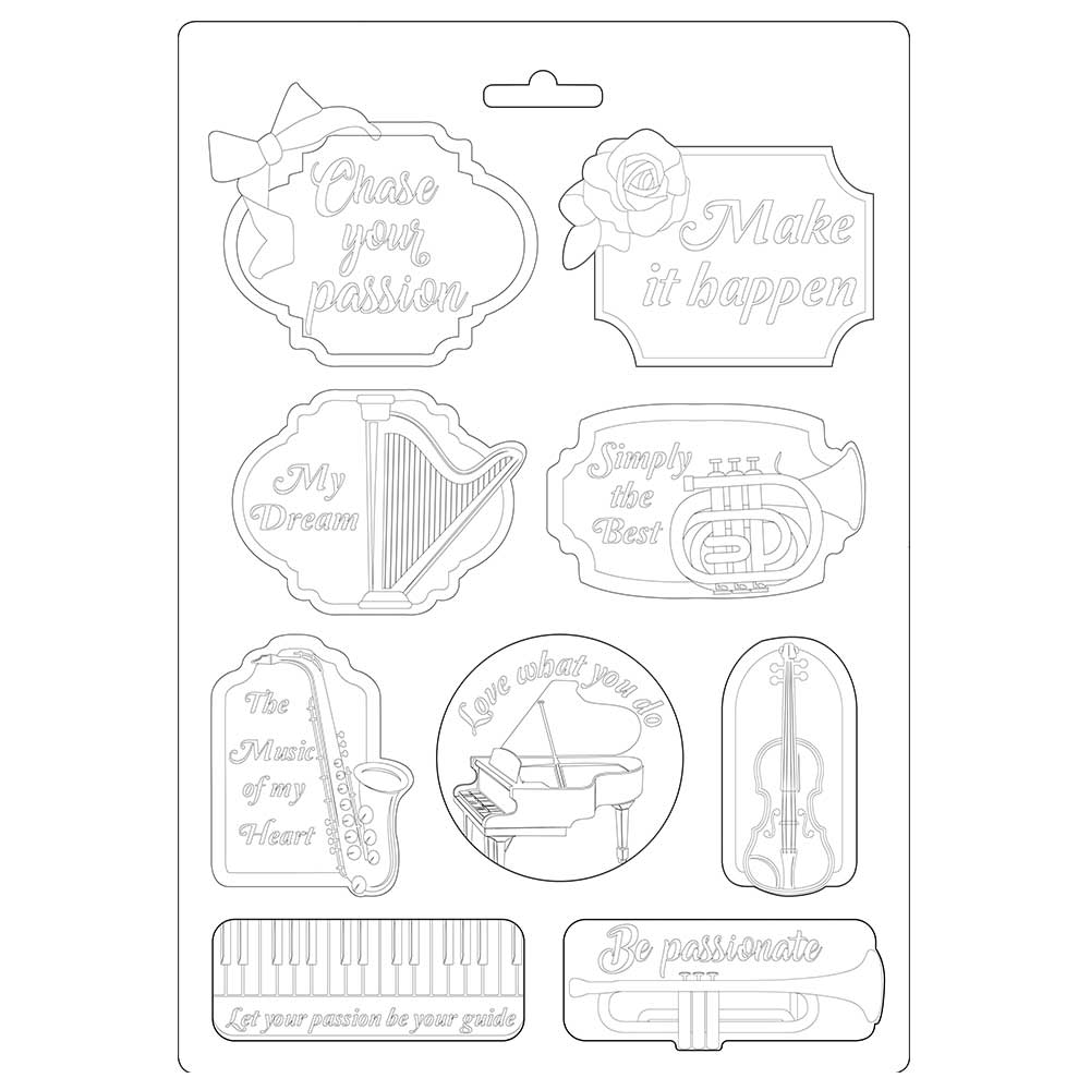 Stamperia A4 Moulds - Passion Music Tag- K3PTA492