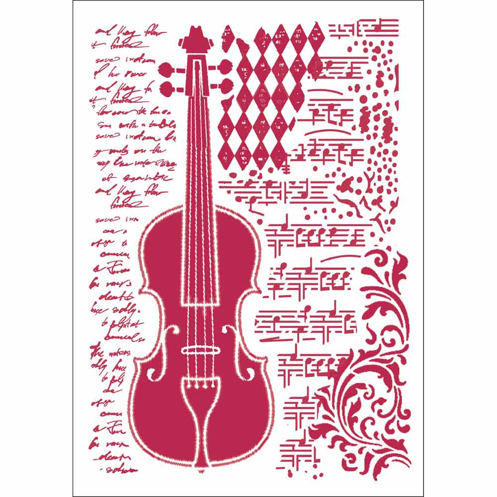 NEW Stamperia Stencil - Flexible transparent 21x29,7cm - Musical Violin Notes - DaliART