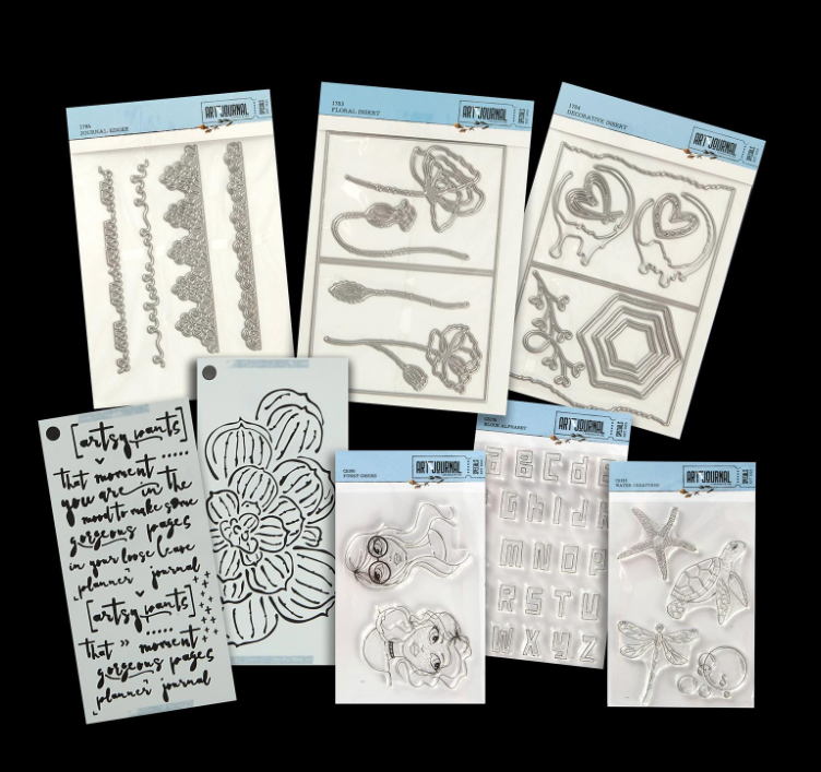 Elizabeth Craft Designs Art Journal Stamp, Stencil And Die Set 2
