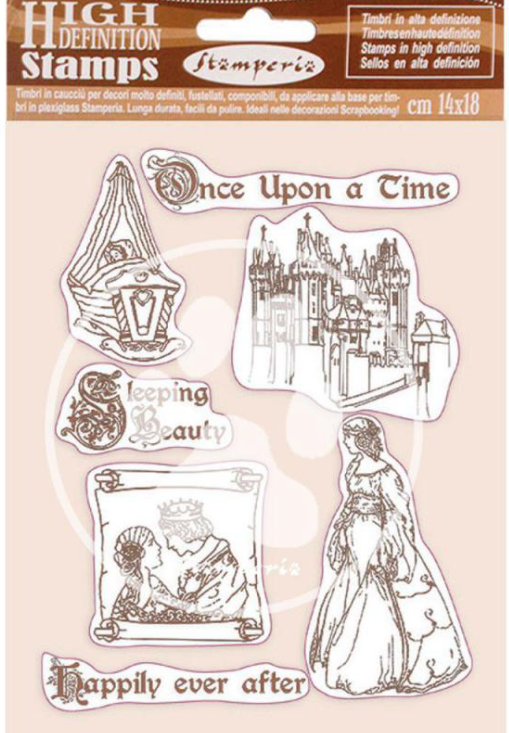 Stamperia HD Natural Rubber Stamp cm.14x18 Sleeping Beauty Once Upon Time- WTKCC201