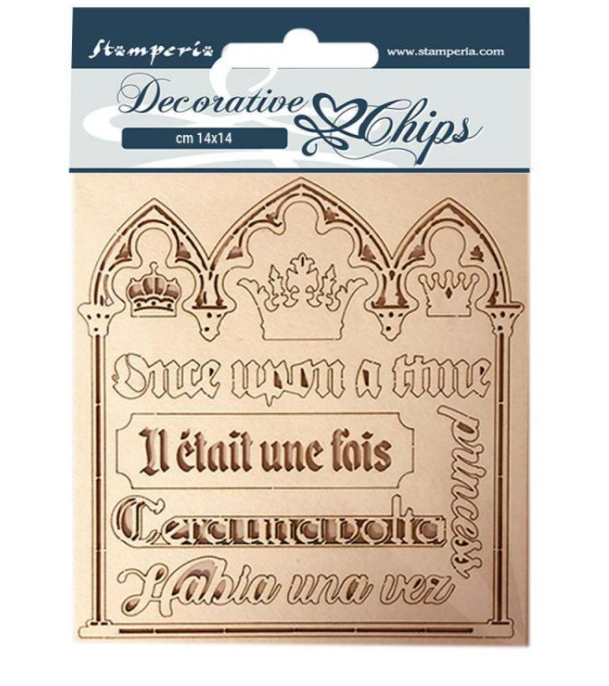 Stamperia Decorative chips 14cm x 14cm Sleeping Beauty Quotes- SCB56
