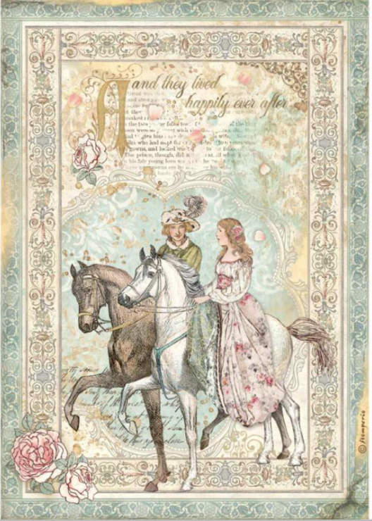 Stamperia A4 Decoupage  Rice Paper Sleeping Beauty - Prince on Horse DFSA4575