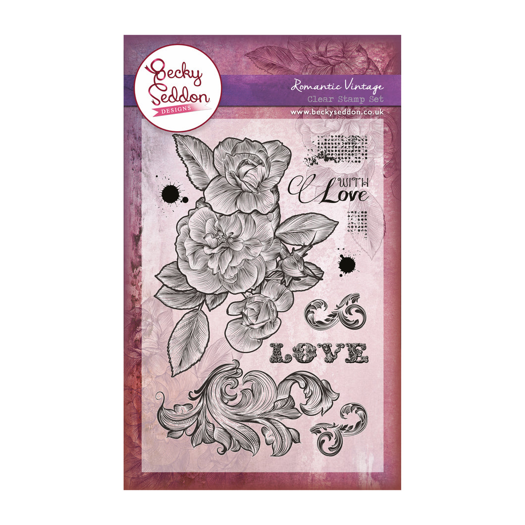 Becky Seddon 'Romantic Vintage' A6 Clear Stamp Set - DaliART