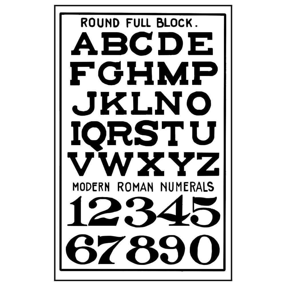 Stamperia Natural Rubber Stamps 7 by 11cm - Alphabet/Numerals -WTKCC132