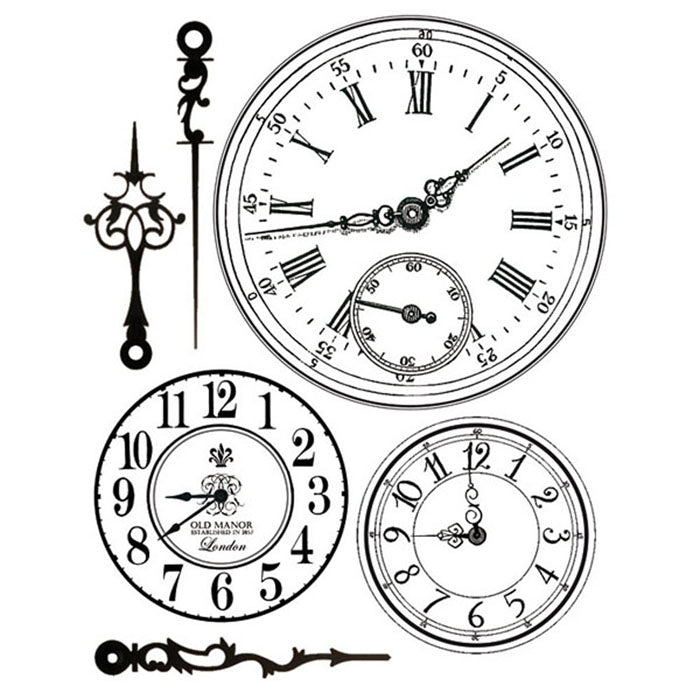 Stamperia Natural Rubber Stamps 14 by 18cm - Clock Faces - WTKCC21