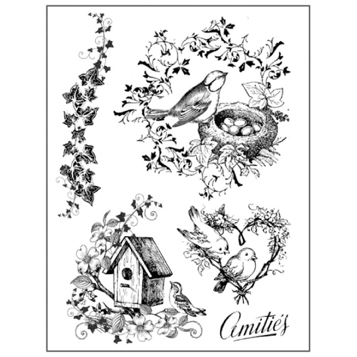 Stamperia Natural Rubber Stamps 14 by 18cm - Birds Nest-WTKCC63