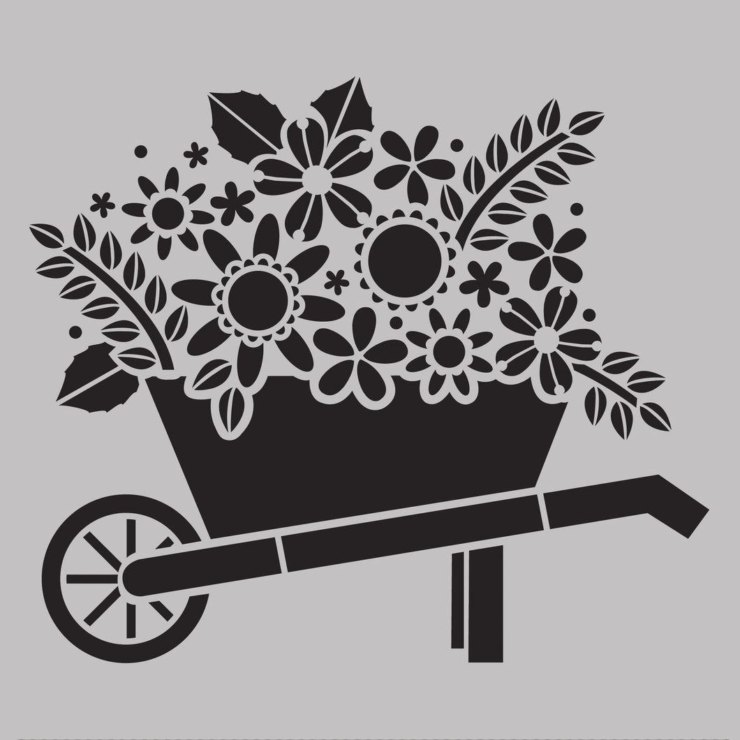 DaliART Stencils - Wheelbarrow Blooms - 7x7